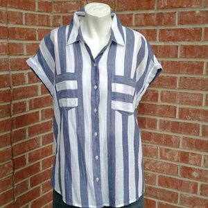 Lucky Brand Semi-Sheer Striped Tie Back Top